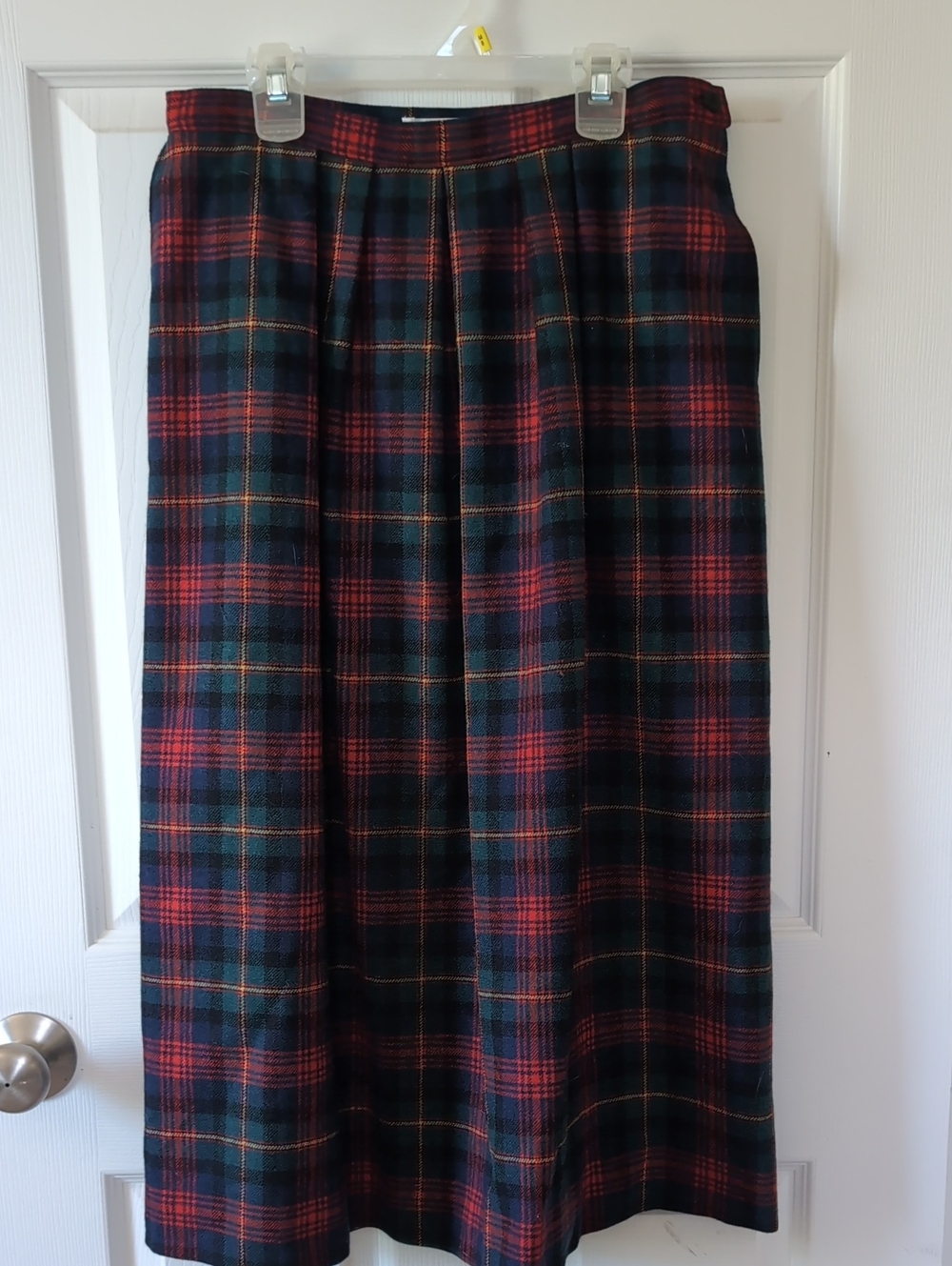 Pendleton Tartan A-Line Midi Skirt - Red & Green